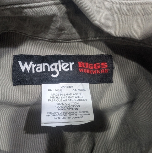 Wrangler Riggs Workwear Button Up Shirt Tan Large - Picture 10 of 12